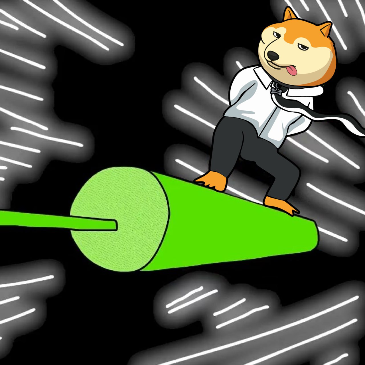 Copper riding rocket to the moon